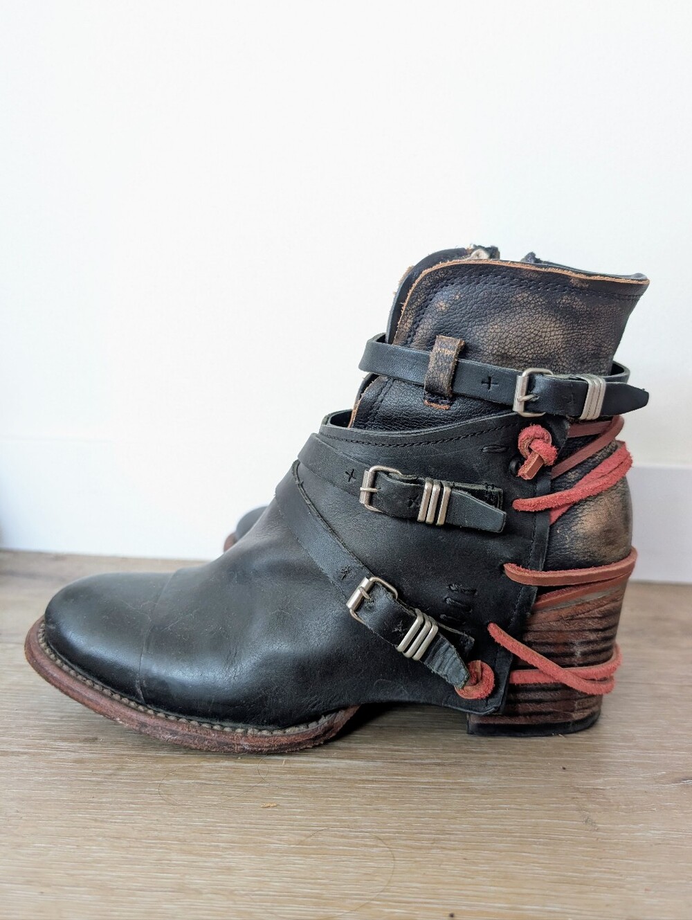 Freebird By Steven Crue Black Multi Leather Ankle Boot 8